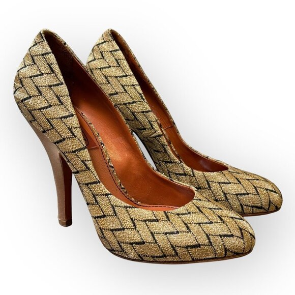 Rare Missoni 4" Metallic Chevron Braided Pump Heels Womens 6 - Made in Italy - Picture 1 of 8